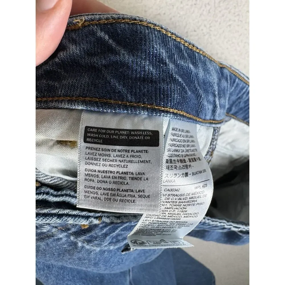 Levis Baggy Jeans Womens 38x31 Blue Premium Mile High Cropped Wide Leg Denim